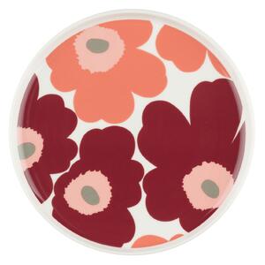 Marimekko - Unikko tallrik 20 cm white dark cherry salmon red - Mattallrikar - Maija Isola - Röd