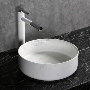 Runt tvättställ 36cm | Marmorerad yta | Lyxig design i porslin