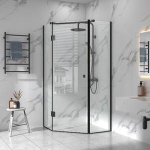 Femkantig duschhörna 100x100x210cm | 6mm säkerhetsglas | Carro - Svart