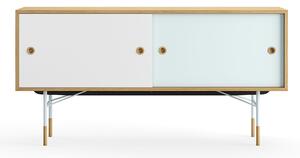 House of Finn Juhl - Sideboard Without Tray Unit, Dark oiled oak, White/Light Blue, Light Blue Steel - Skänkar och sideboards - Finn Juhl - Flerfärgad - Metall/Trä