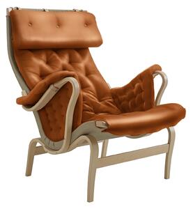DUX - Pernilla 69 Fåtölj, Bärande Väv Flax 21, Prisgrupp Dakota 24 Cognac - Fåtöljer - Bruno Mathsson - Brun - Läder/Trä/Skum