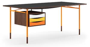House of Finn Juhl - Nyhavn skrivbord 170 cm Warm med lådor Walnut Orange Steel Warm - Skrivbord - Finn Juhl - Orange,Träfärgad,Svart - Metall/Trä