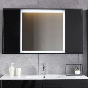 LED-spegel 120x68cm | Två sidoskåp | Svart