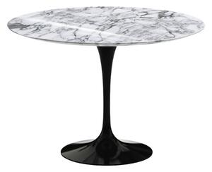 Knoll - Saarinen Round Table - Matbord, Ø 107 cm, Svart underrede, skiva i glansig vit Arabescato marmor - Matbord - Eero Saarinen - Svart - Metall/Sten