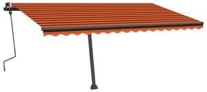 Markis manuellt infällbar med LED 450x300 cm orange och brun