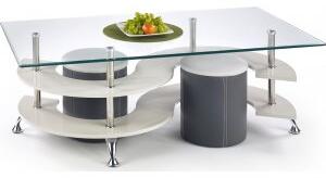 Meeting soffbord inklusive sittpallar 130 x 70 cm - Mörk grå/grå + Möbelvårdskit för textilier