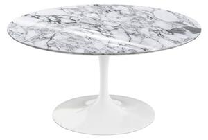 Knoll - Saarinen Round Table - Soffbord, Vitt underrede, skiva i glansig vit Arabescato marmor, H: 38, Ø 91 - Soffbord - Eero Saarinen - Vit - Metall/Sten