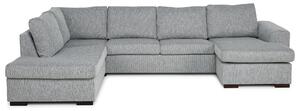 CONNECT U-soffa Large med Divan Höger Grovvävt tyg Brun - Skräddarsy färg och tyg