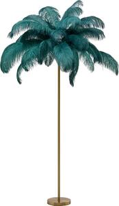 KARE DESIGN Feather Palm golvlampa - gr&oumln strutsfj&aumlder och m&aumlssingsst&aringl
