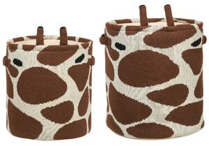 2-pack Förvaringskorgar för barn i bomull Beige och brun giraff med handtag Leksaksförvaring Beliani