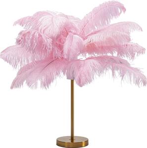 KARE DESIGN Feather Palm bordslampa - rosa strutsfj&aumlder och m&aumlssingsst&aringl
