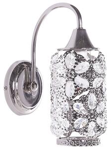 Blommönster Vägglampa Silver Metall Lampa Romantisk Glam Stil Beliani