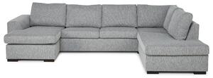 CONNECT U-soffa Large med Divan Vänster Grovvävt tyg Brun - Skräddarsy färg och tyg