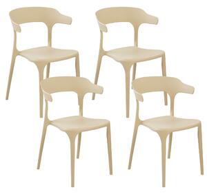 Set med 4 Trädgårdsstolar Beige Polypropen Lättviktiga Väderbeständiga Plast Inomhus Utomhus Modern Beliani