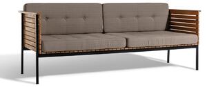Skargaarden - Häringe Lounge Sofa, Black Stainless Steel, Teak Slats, Cushion Grey Agora Fossil - Soffor utomhus