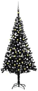 Plastgran med LED och julgranskulor svart 240 cm PVC
