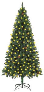 Plastgran med LED och kottar grön 210 cm
