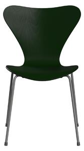 Fritz Hansen - Sjuan 3107 stol bokfanér stålstativ svart evergreen - Matstolar - Arne Jacobsen - Grön - Metall/Trä