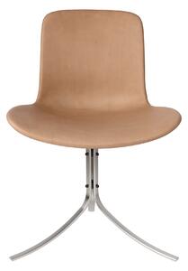 Fritz Hansen - PK9, Läder, Rustik - Matstolar - Poul Kjærholm - Brun - Läder/Metall/Syntetiskt