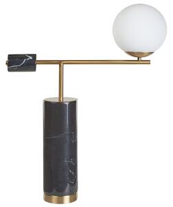 Bordslampa Svart och Guld Marmorbas Glasskärm Vardagsrum Sovrum Modern Design Beliani