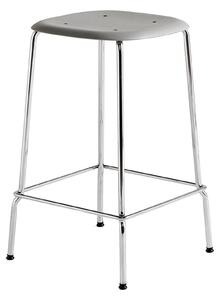 HAY - Soft Edge 80 Low Soft Grey Water Based Lacq Oak Chrome Base - Barstolar - Iskos-Berlin - Grå - Metall/Trä