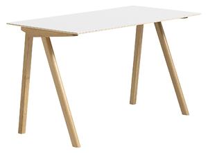 HAY - CPH90 2.0 Desk Lacquered Oak Frame L130 X W65 X H74 White Laminate Tabletop Lacquered Edge - Skrivbord - Ronan & Erwan Bouroullec - Vit - Trä