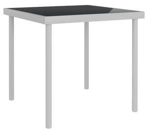 Matbord för trädgården ljusgrå 80x80x72 cm glas och stål