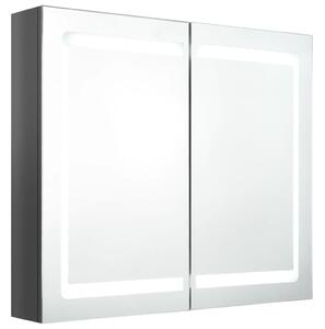 Spegelskåp med LED blank grå 80x12x68 cm