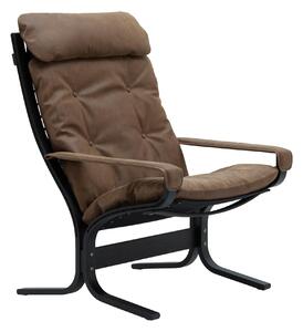 LK Hjelle - Siesta Classic High Black With Armrests Vintage Rangers 418 - Fåtöljer - Ingmar Relling - Brun - Läder/Naturmaterial/Trä