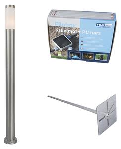 Utomhuslampa stål 110 cm IP44 - Rox med jordstift och kabelhylsa