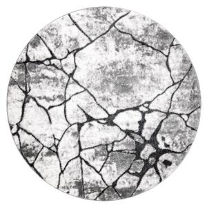 Modern matta COZY 8873 Cirkel, sprucken betong - strukturella två nivåer av hudna mörkgrå