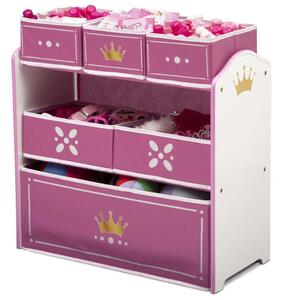 Delta Children Princess Leksaksförvaring med lådor vit och rosa