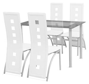 Matbord och stolar 5 delar vit - Flerfärgad