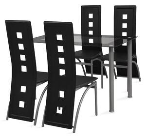 Matbord och stolar 5 delar svart - Svart