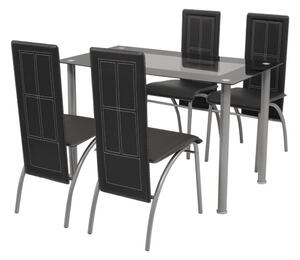 Matbord och stolar 5 delar svart - Svart