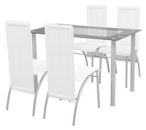 Matbord och stolar 5 delar vit - Flerfärgad