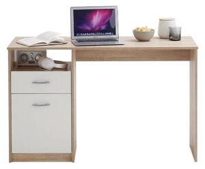 FMD Skrivbord med 1 låda 123x50x76,5 cm ek och vit - Brun