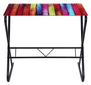 Skrivbord i glas med regnbågsdesign - Flerfärgad