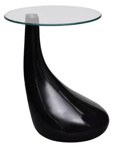 Soffbord med rund bordsskiva i glas högglans svart -