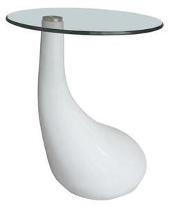 Soffbord 2 st med rund bordsskiva glas högglans vit - Vit