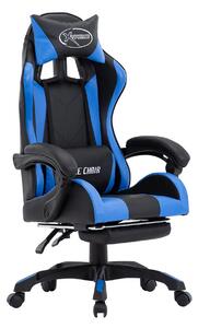 Gamingstol med fotstöd blå och svart konstläder - Blå