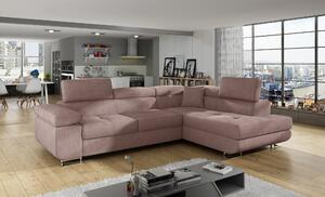 CARMANA Bäddsoffa med Schäslong Höger Rosa -
