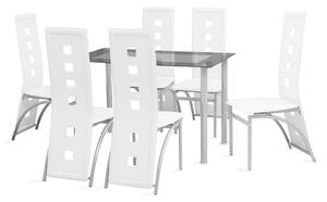 Matbord och stolar 7 delar vit - Flerfärgad