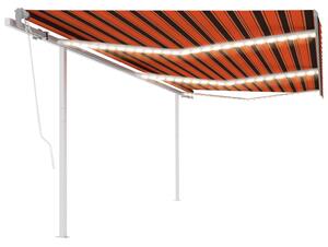 Automatisk markis med vindsensor & LED 6x3 m orange/brun