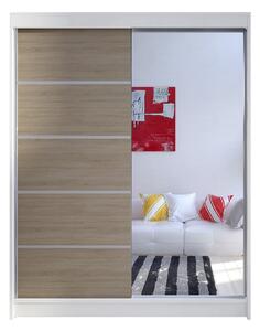 NORTHALLERTON Garderob 58x150 cm LED-belysning Vit/Ek - Vit/Ek