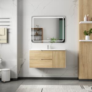 Badrumsmöbelset 100 cm | LED-spegel med anti-fog | Milan