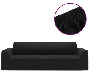 Sofföverdrag 3-sits med stretch svart polyesterjersey