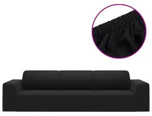 Sofföverdrag 4-sits med stretch svart polyesterjersey