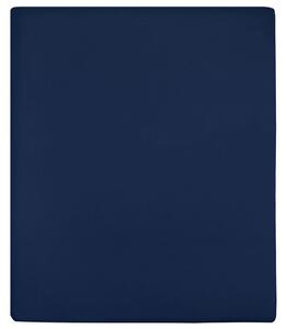 Dra-på-lakan jersey 2 st marinblå 160x200 cm bomull