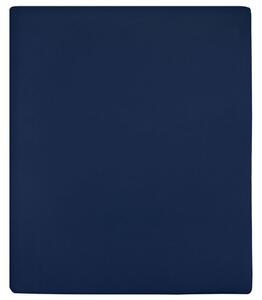 Dra-på-lakan jersey marinblå 100x200 cm bomull